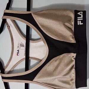 Fila Women's Black and Green High Impact Padded Sports Bra Size S